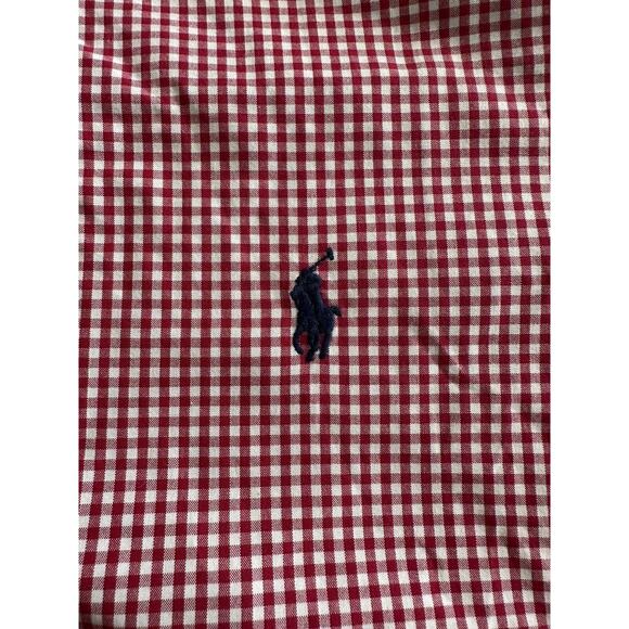 Ralph Lauren VINTAGE, Button Up XL Red/White Check Navy Pony Long Sleeve - Picture 3 of 11